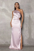 Special Occasion Sophisticated Graceful Elegant Blush Pink Satin Sheath Sleeveless Floor-Length Prom Dress