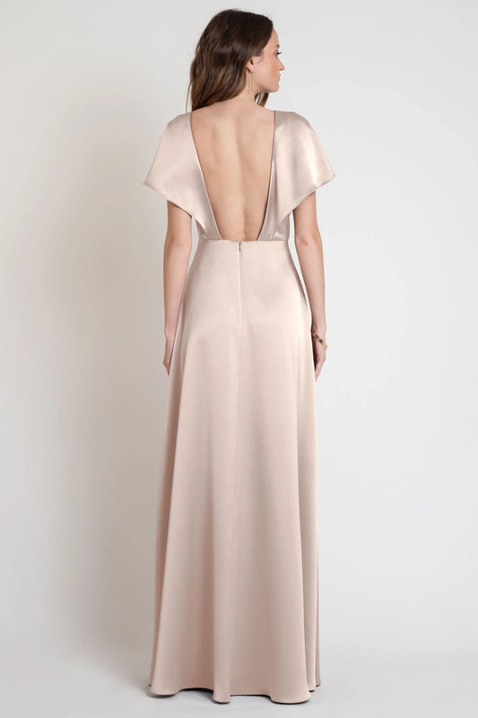 Refined Beautiful Timeless Special Occasion Sophisticated Graceful Elegant Satin Backless Prom Dress