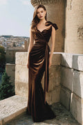 Beautiful Timeless Special Occasion Elegant Red Velvet Mermaid Sleeveless Floor-Length Prom Dress