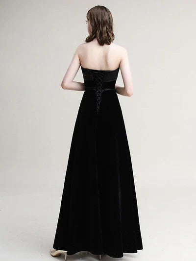 Elegant Red A-Line Strapless Classic-Sleeve Classic-Back Floor-Length Evening Dress