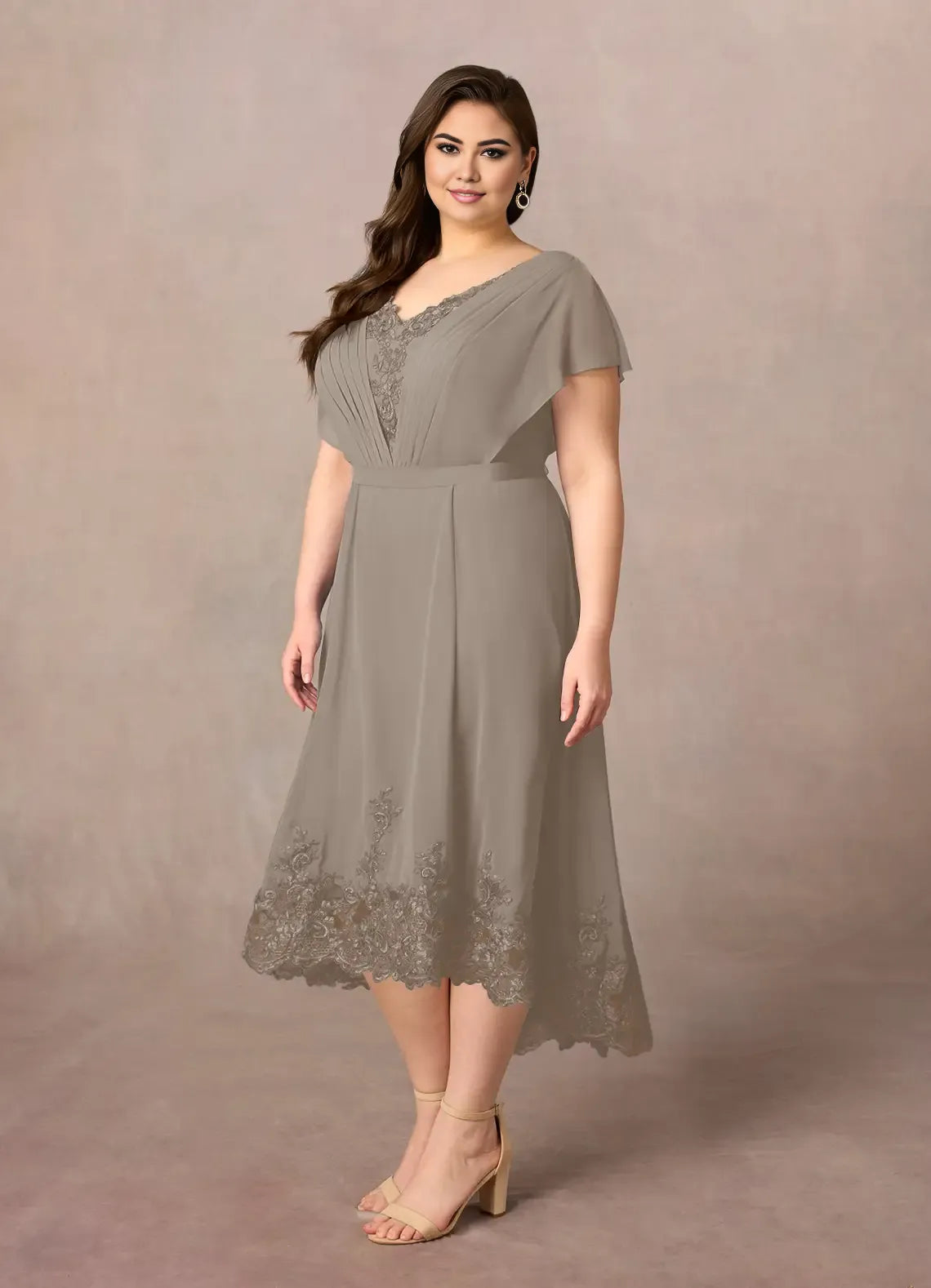 Graceful Stylish Refined Elegant Chiffon A-Line V-Neck Mother of the Bride Dress