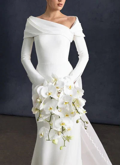 Asymmetrical Long Sleeves Wedding Dresses