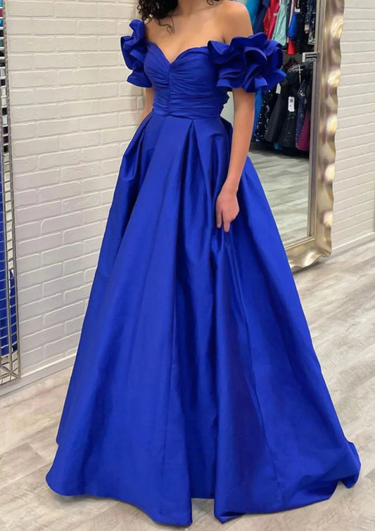 Elegant Red Ruffled A-Line Off-the-Shoulder Short-Sleeve Classic-Back Mini-Length Prom Dress