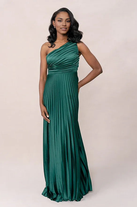 Graceful Stylish Refined Elegant Emerald Green Satin A-Line Sleeveless Floor-Length Prom Dress
