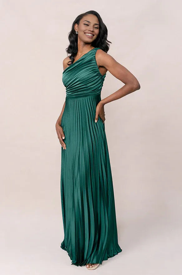 Graceful Stylish Refined Elegant Emerald Green Satin A-Line Sleeveless Floor-Length Prom Dress