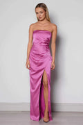Stylish Refined Beautiful Timeless Chic Elegant Red Satin Sleeveless Floor-Length Prom Dress