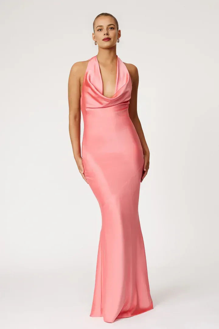 Timeless Special Occasion Sophisticated Graceful Elegant Silver Satin Sleeveless Floor-Length Prom Dress