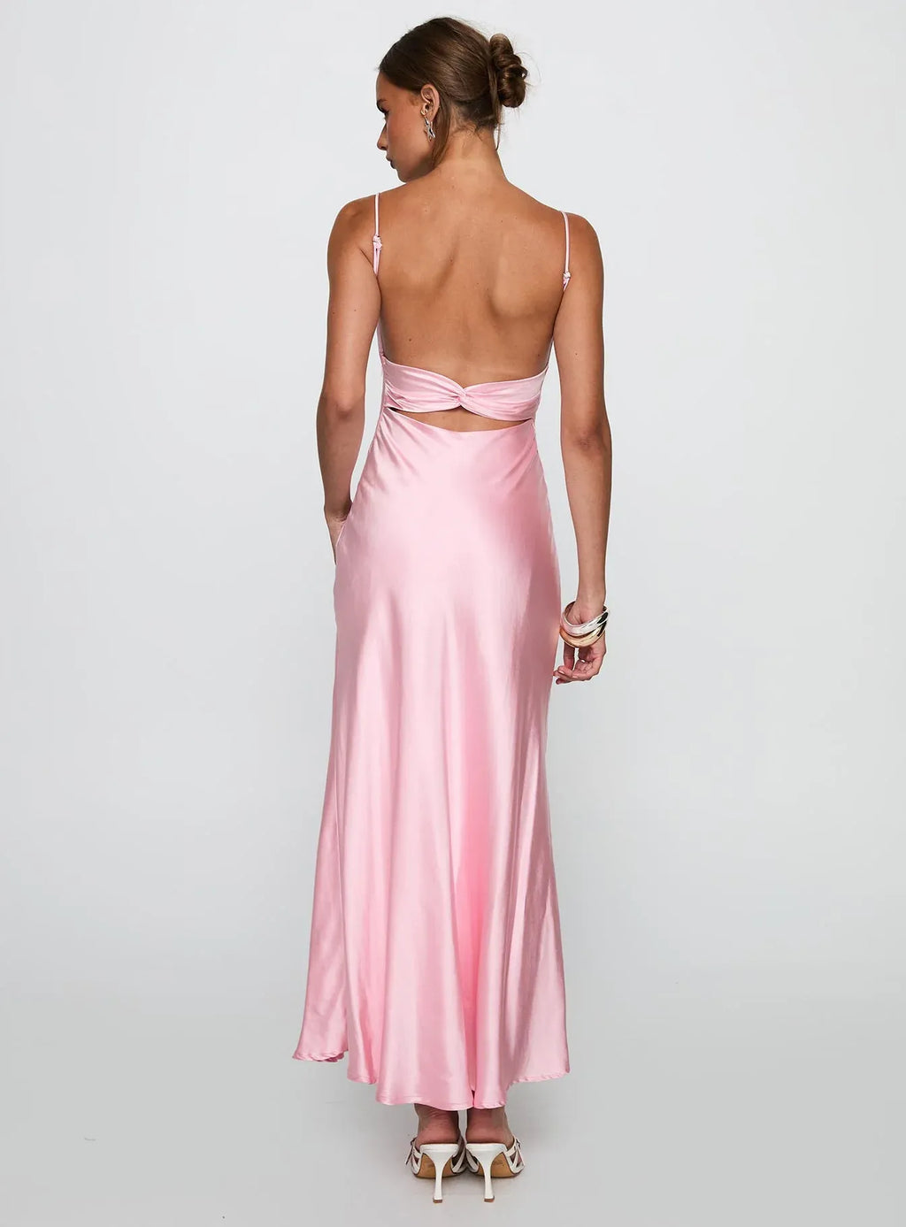 Timeless Special Occasion Sophisticated Elegant Blush Pink Satin Sleeveless Floor-Length Prom Dress