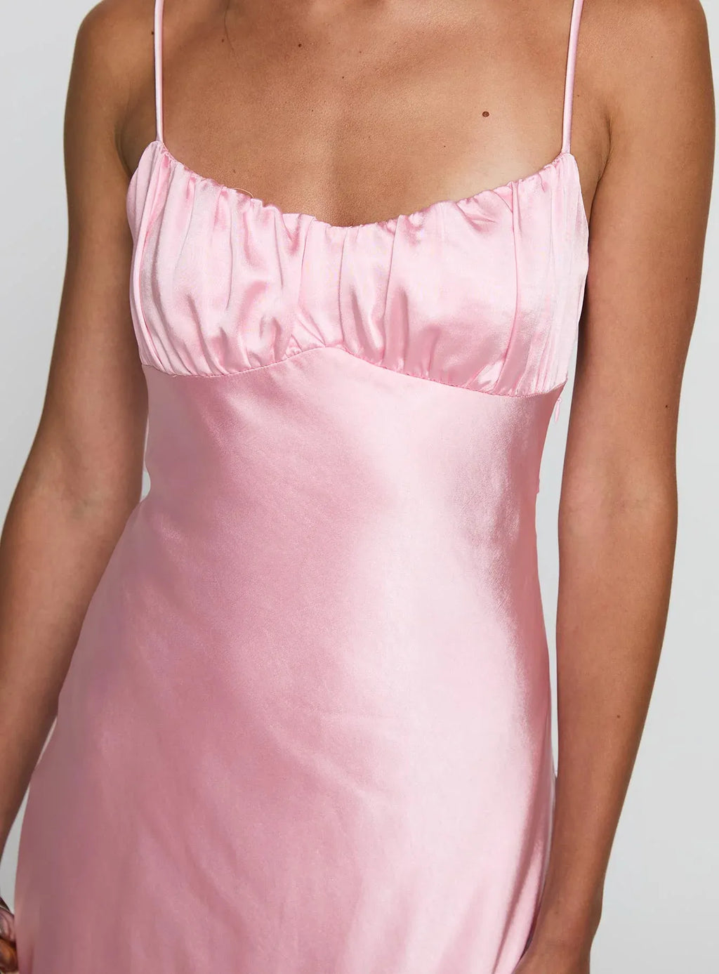 Timeless Special Occasion Sophisticated Elegant Blush Pink Satin Sleeveless Floor-Length Prom Dress