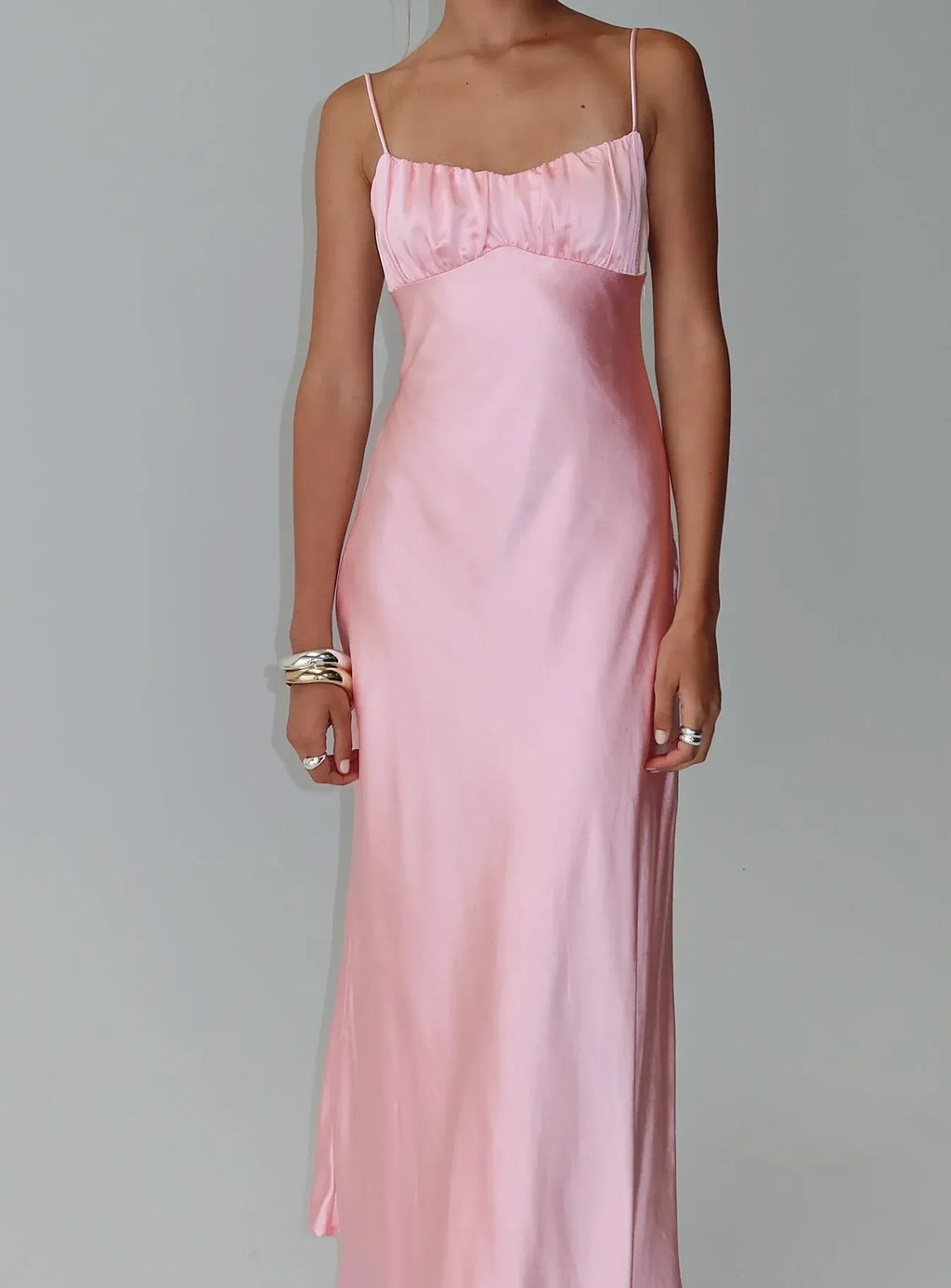 Timeless Special Occasion Sophisticated Elegant Blush Pink Satin Sleeveless Floor-Length Prom Dress