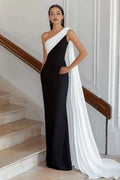 Special Occasion Sophisticated Graceful Stylish Elegant Black Satin Sheath Sleeveless Floor-Length Evening Dress