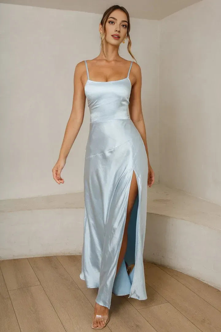 Special Occasion Sophisticated Graceful Elegant Red Satin Sheath Sleeveless Floor-Length Prom Dress
