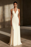 Special Occasion Sophisticated Graceful Stylish Elegant Chiffon A-Line Halter Sleeveless Wedding Dress
