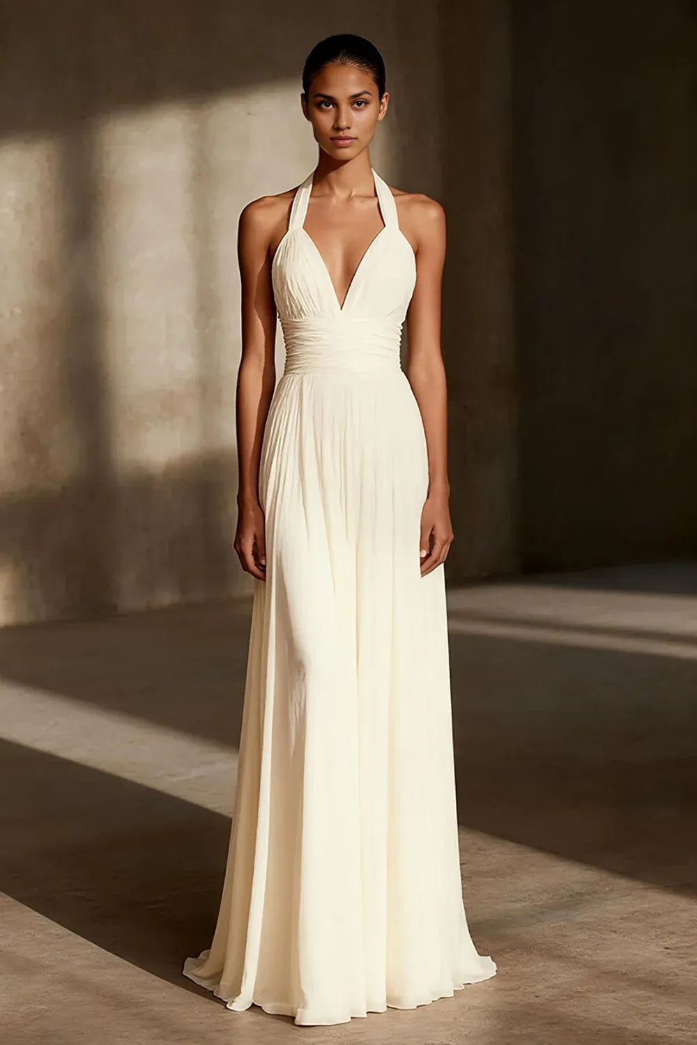 Special Occasion Sophisticated Graceful Stylish Elegant Chiffon A-Line Halter Sleeveless Wedding Dress