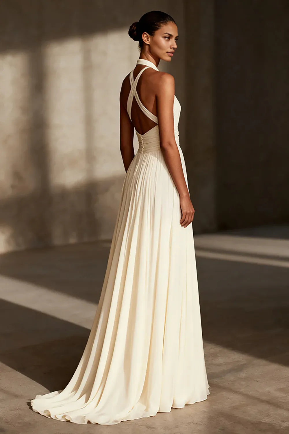 Special Occasion Sophisticated Graceful Stylish Elegant Chiffon A-Line Halter Sleeveless Wedding Dress