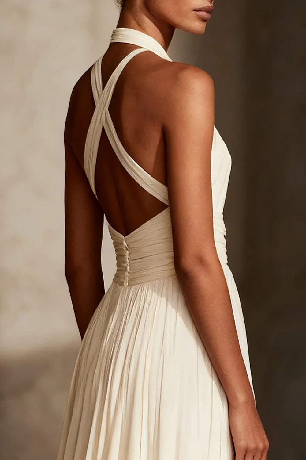 Special Occasion Sophisticated Graceful Stylish Elegant Chiffon A-Line Halter Sleeveless Wedding Dress