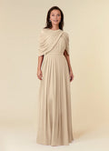 Mother of the Bride Dresses Sequins with Draped Cape Sleeves Shoulder Embellishment Pleated Skirt