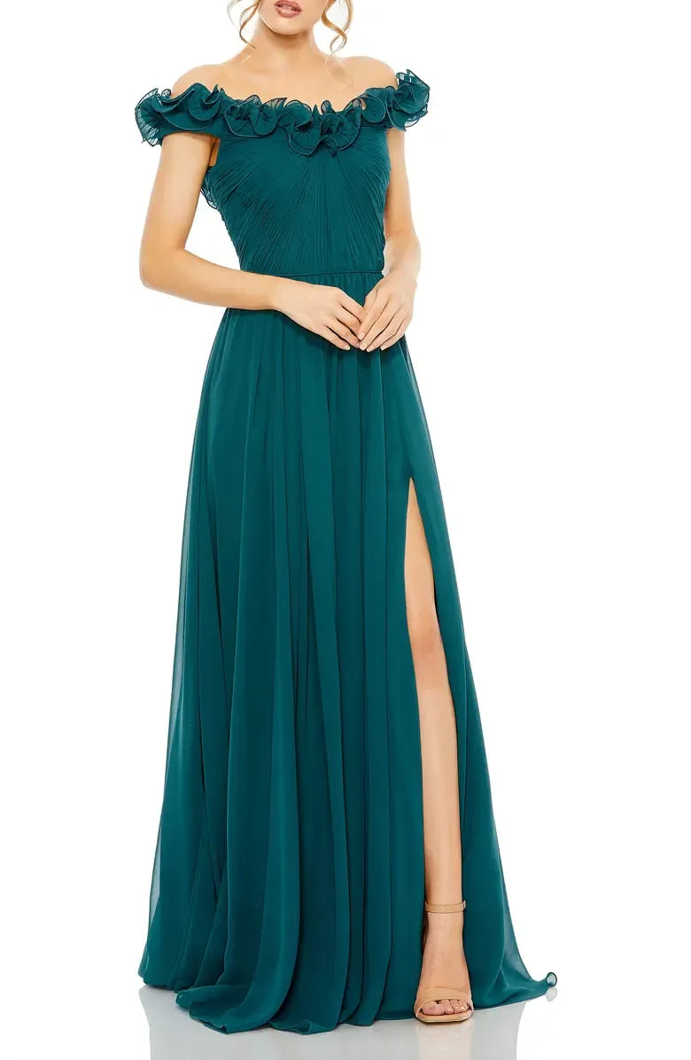 Stylish Refined Beautiful Timeless Chic Elegant Red Chiffon A-Line Floor-Length Prom Dress
