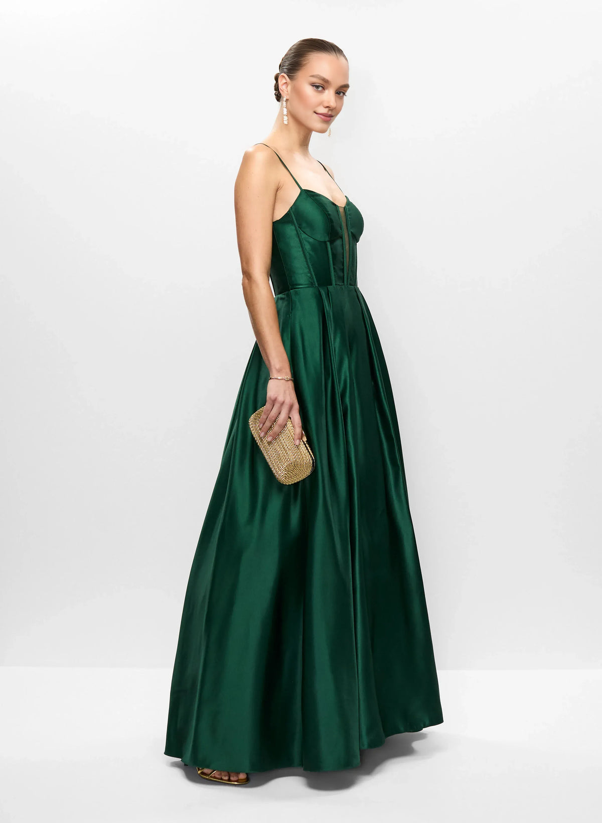 Refined Beautiful Timeless Elegant Emerald Green Satin A-Line Sleeveless Floor-Length Prom Dress