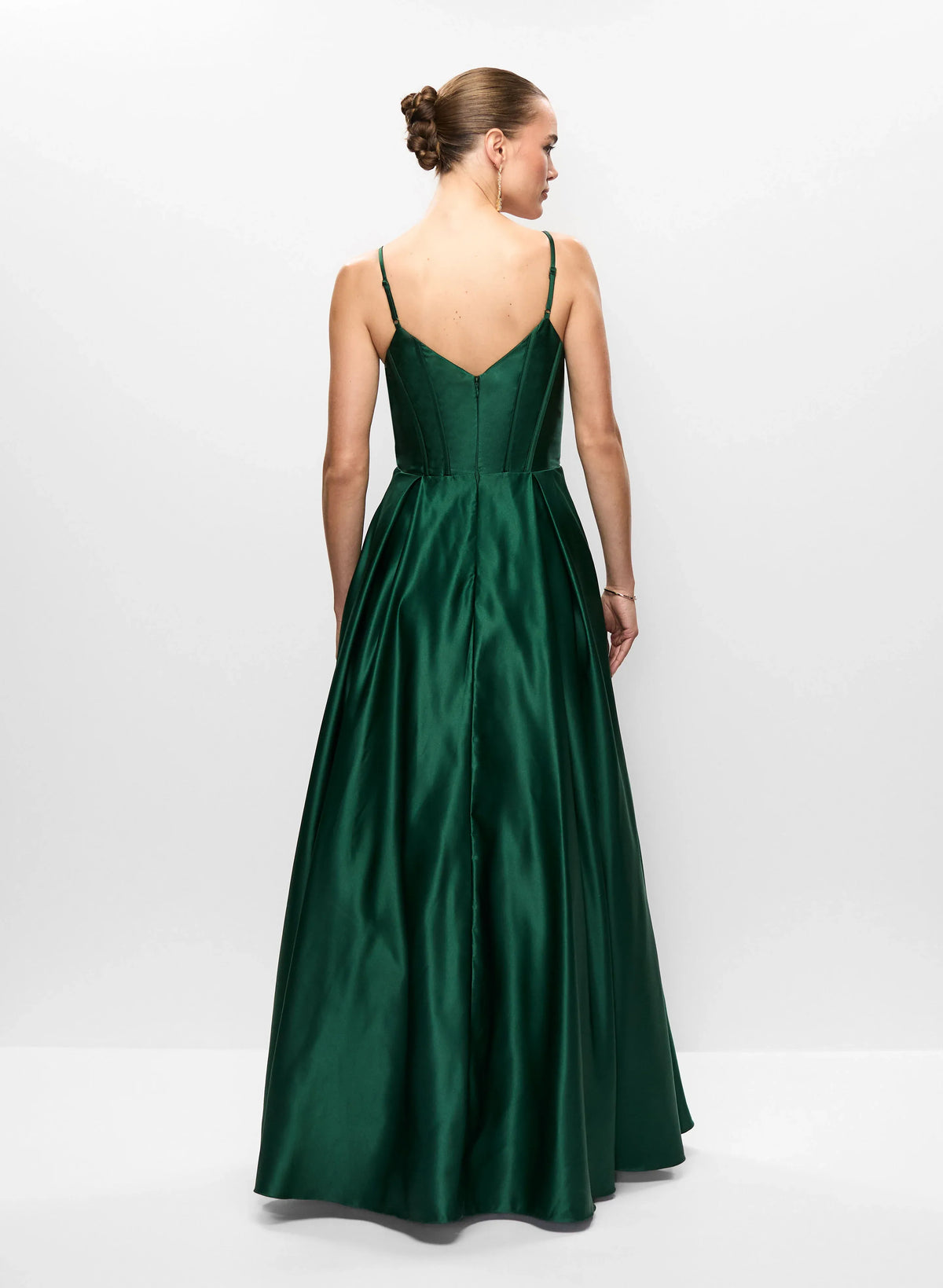 Refined Beautiful Timeless Elegant Emerald Green Satin A-Line Sleeveless Floor-Length Prom Dress