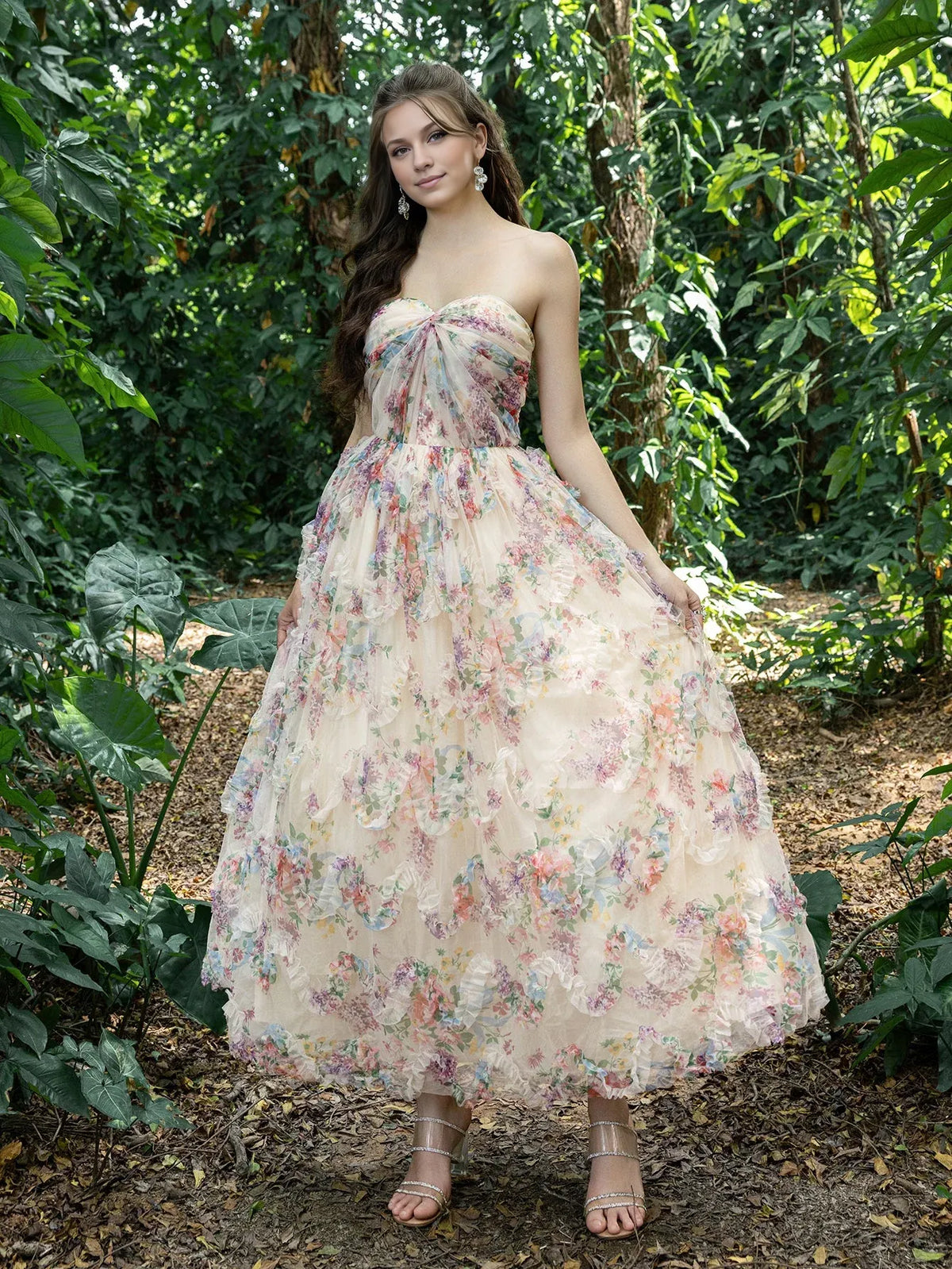 Refined Beautiful Timeless Chic Elegant Red Lace A-Line Strapless Sleeveless Prom Dress