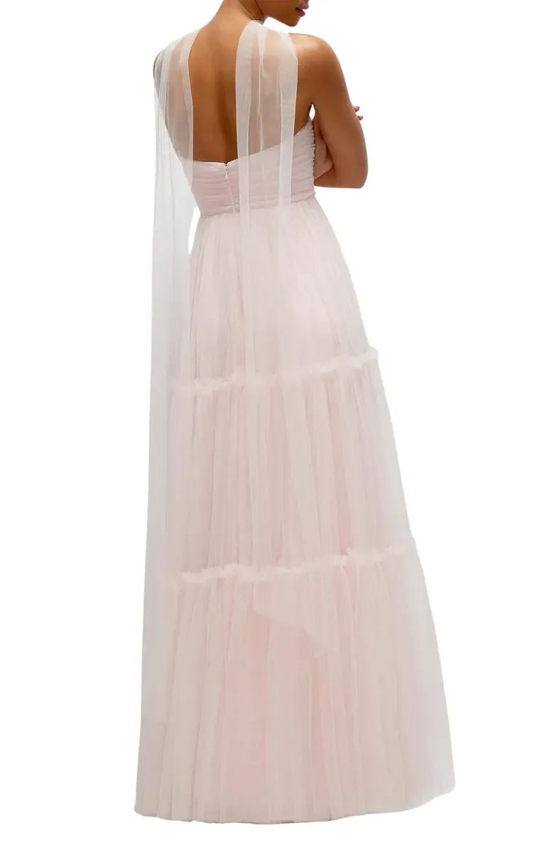 Special Occasion Elegant Sage Green Tulle A-Line Strapless Sleeveless Floor-Length Prom Dress