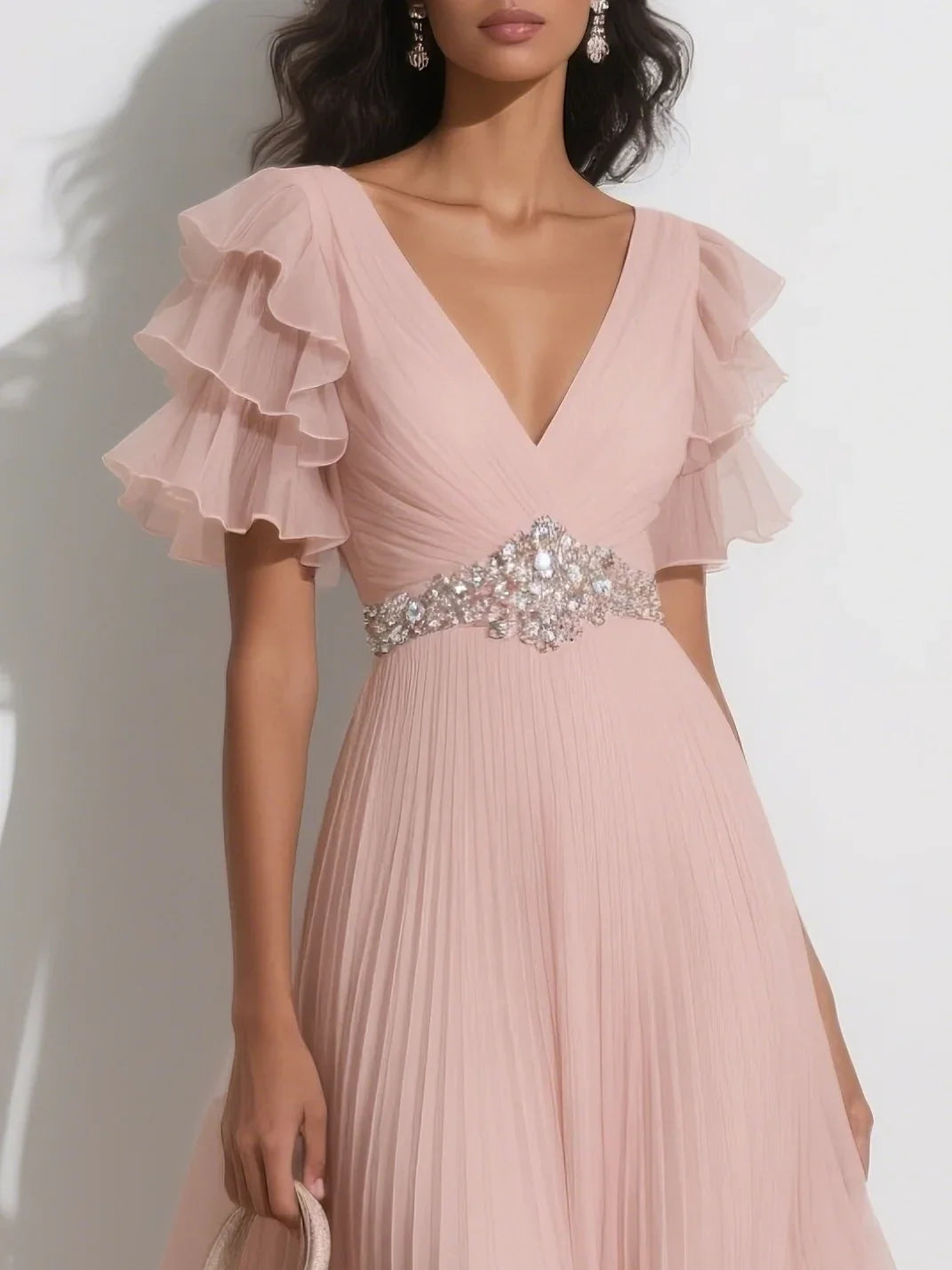 Special Occasion Sophisticated Graceful Elegant Blush Pink A-Line Short Sleeve Short Prom Dress