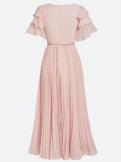 Special Occasion Sophisticated Graceful Elegant Blush Pink A-Line Short Sleeve Short Prom Dress