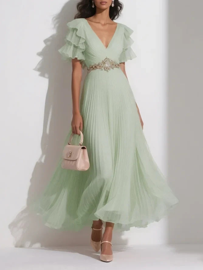 Special Occasion Sophisticated Graceful Elegant Blush Pink A-Line Short Sleeve Short Prom Dress
