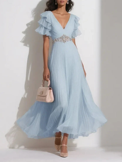 Special Occasion Sophisticated Graceful Elegant Blush Pink A-Line Short Sleeve Short Prom Dress