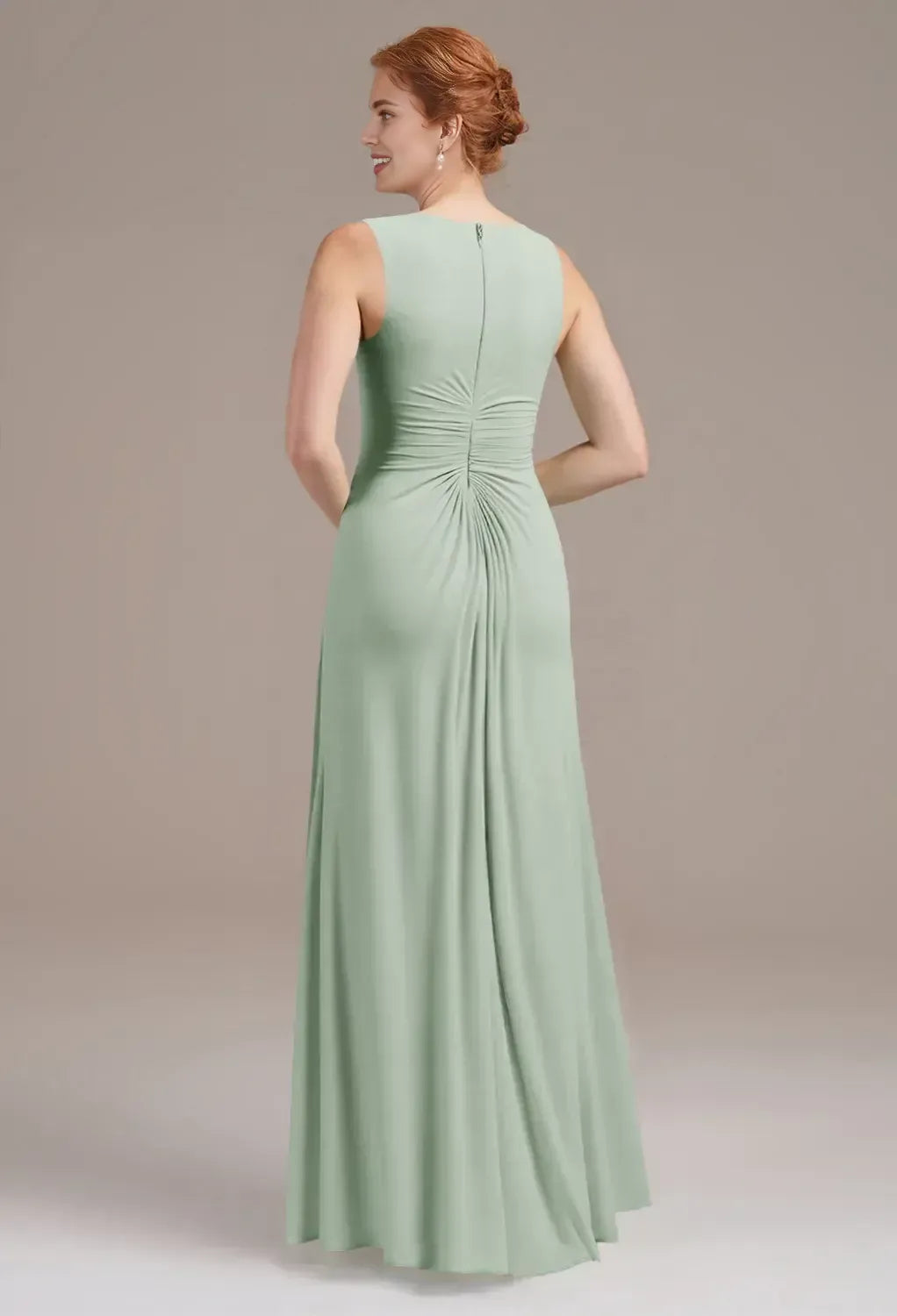 Refined Elegant Sage Green Chiffon A-Line Pleated Mother of the Bride Dress