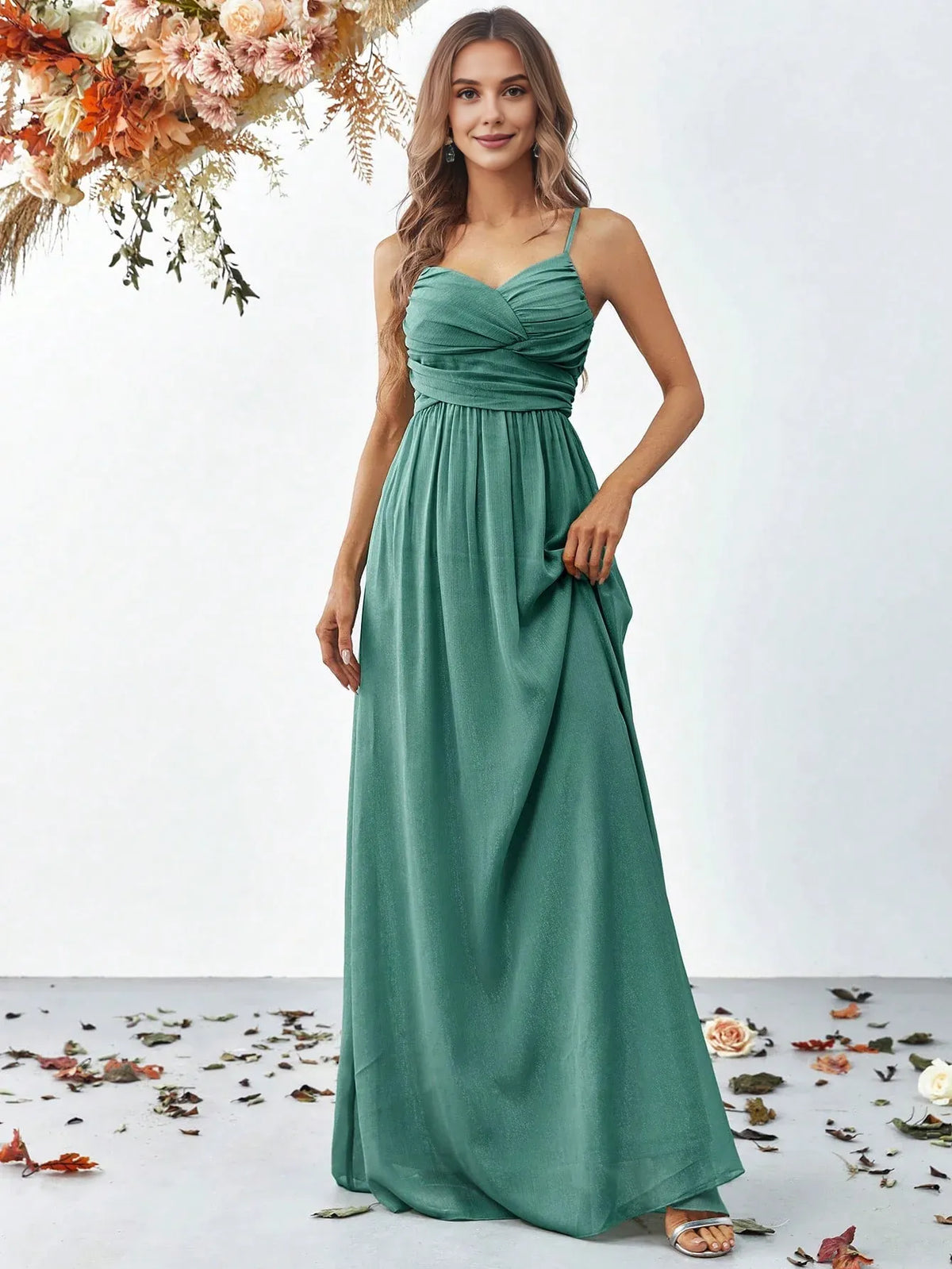 Graceful Stylish Refined Beautiful Timeless Chic Elegant Green Sleeveless Floor-Length Prom Dress