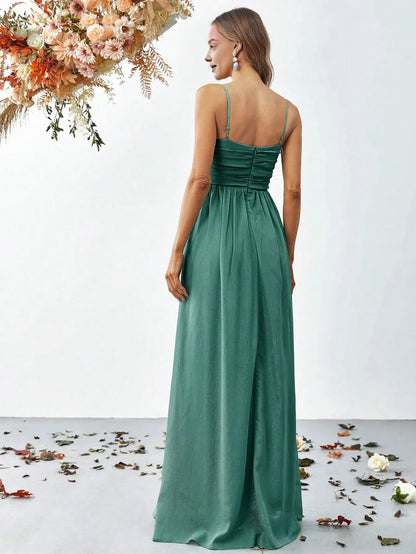 Graceful Stylish Refined Beautiful Timeless Chic Elegant Green Sleeveless Floor-Length Prom Dress