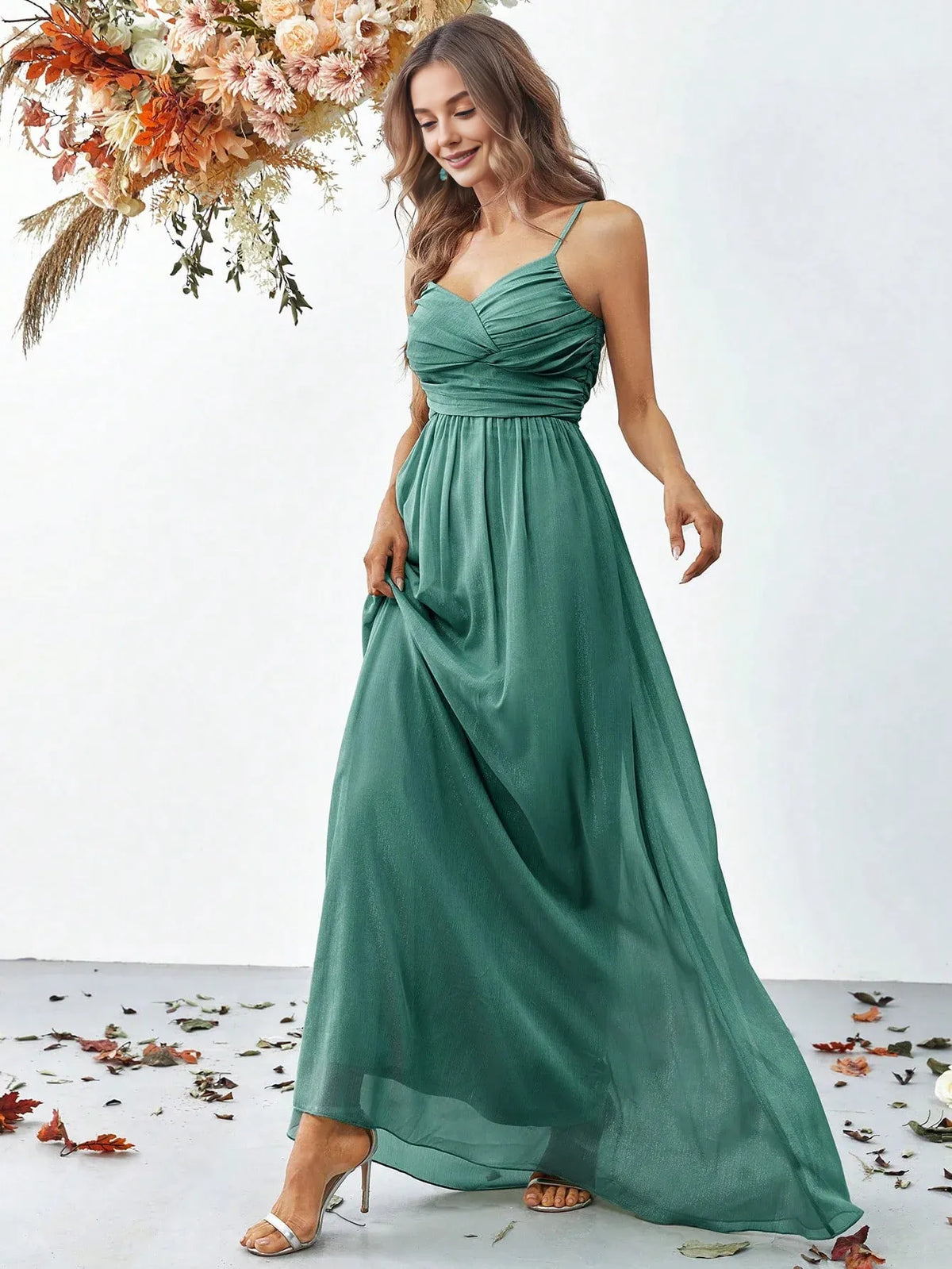 Graceful Stylish Refined Beautiful Timeless Chic Elegant Green Sleeveless Floor-Length Prom Dress