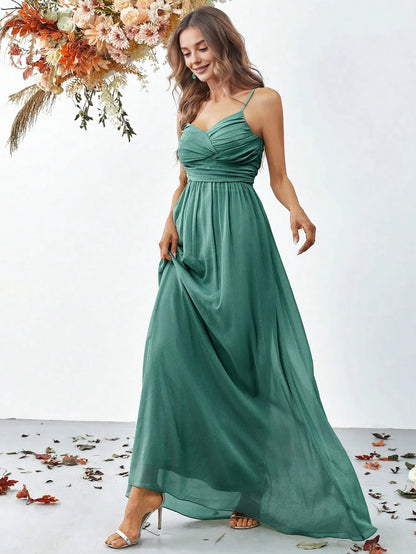 Graceful Stylish Refined Beautiful Timeless Chic Elegant Green Sleeveless Floor-Length Prom Dress