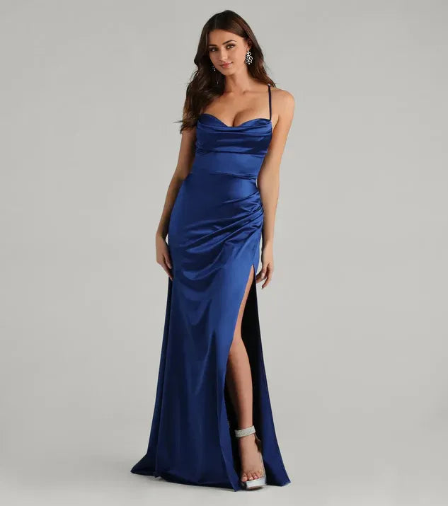 Refined Beautiful Timeless Special Occasion Elegant Red Lace Cowl Sleeveless Prom Dress