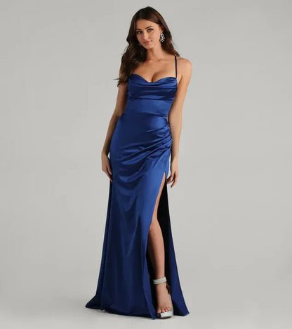 Refined Beautiful Timeless Special Occasion Elegant Red Lace Cowl Sleeveless Prom Dress