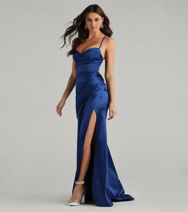 Refined Beautiful Timeless Special Occasion Elegant Red Lace Cowl Sleeveless Prom Dress