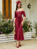 Refined Beautiful Timeless Special Occasion Elegant Burgundy Satin Mermaid Backless Evening Dress