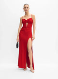 Stylish Refined Beautiful Timeless Elegant Red Satin Mermaid Sleeveless Floor-Length Prom Dress