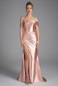 Timeless Special Occasion Sophisticated Elegant Rose Gold Satin Mermaid Sleeveless Prom Dress