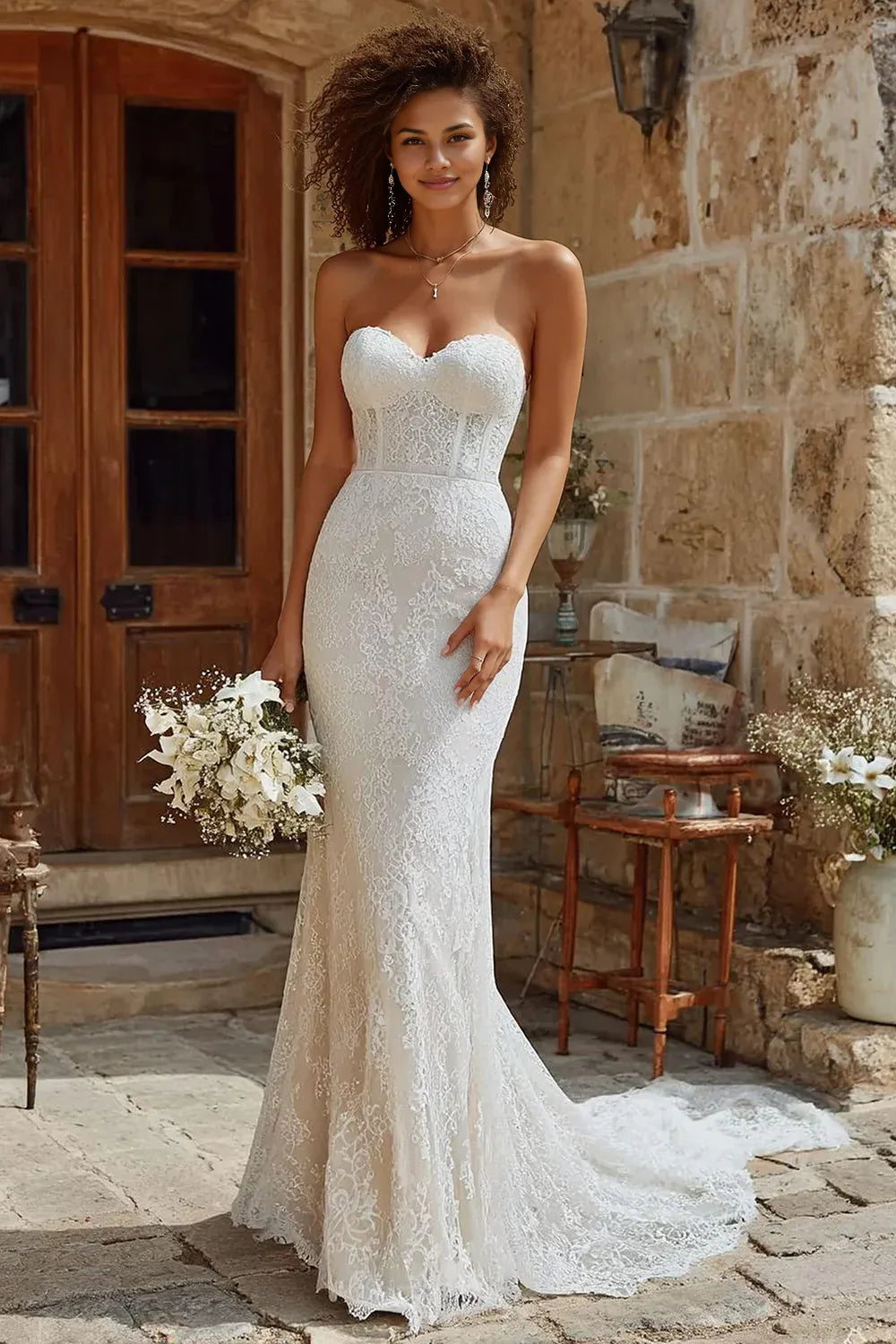 Timeless Special Occasion Sophisticated Graceful Stylish Elegant Lace Mermaid Sleeveless Wedding Dress