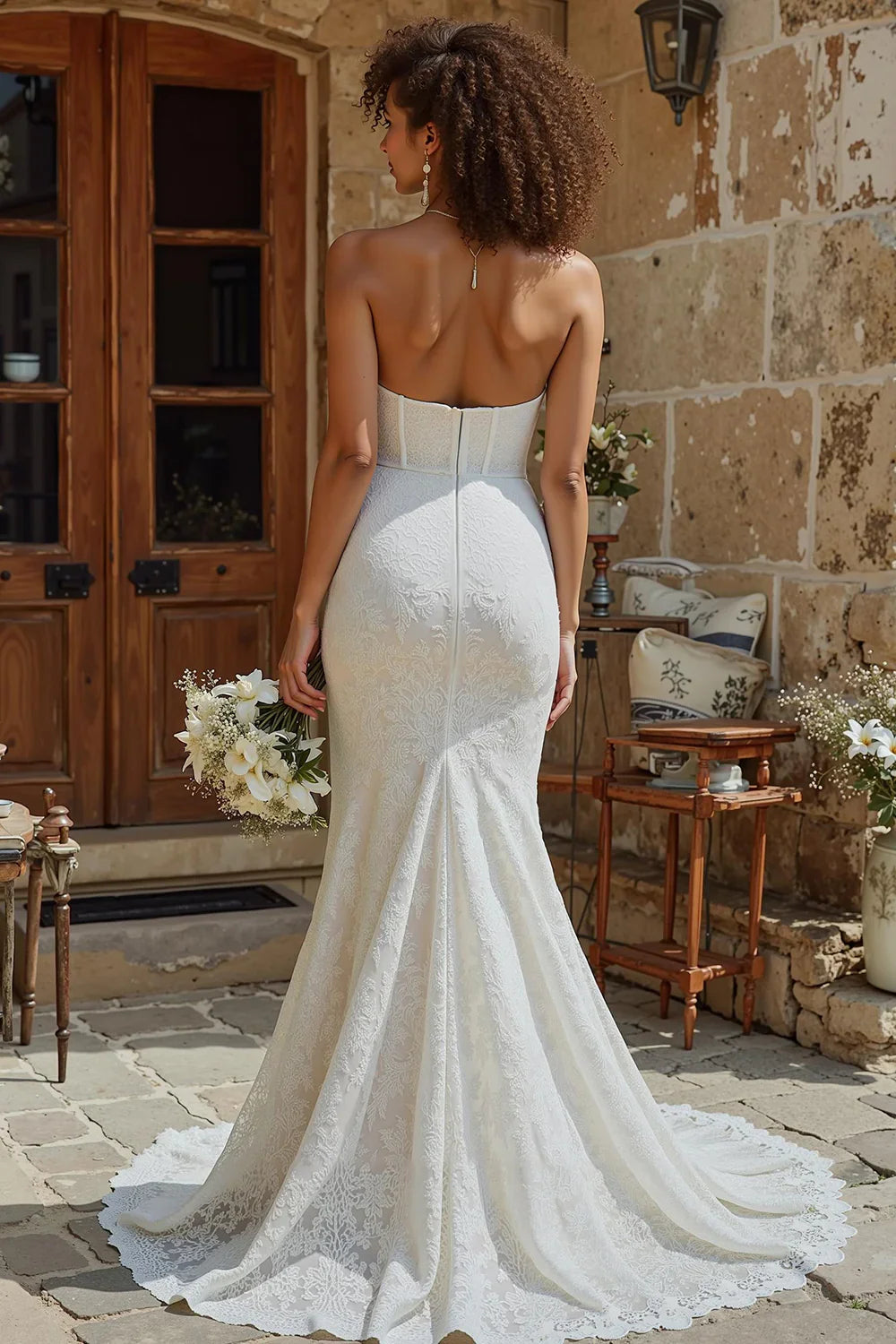 Timeless Special Occasion Sophisticated Graceful Stylish Elegant Lace Mermaid Sleeveless Wedding Dress