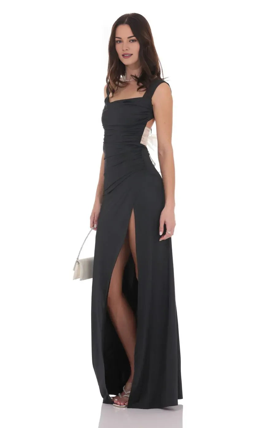Refined Beautiful Timeless Elegant Lace Sheath Cowl Open Back Floor-Length Prom Dress