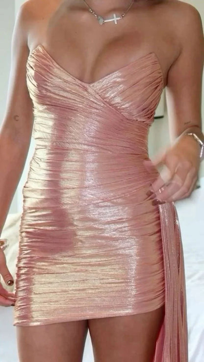 Beautiful Timeless Special Occasion Sophisticated Elegant Sheath Strapless Sleeveless Mini Homecoming Dress