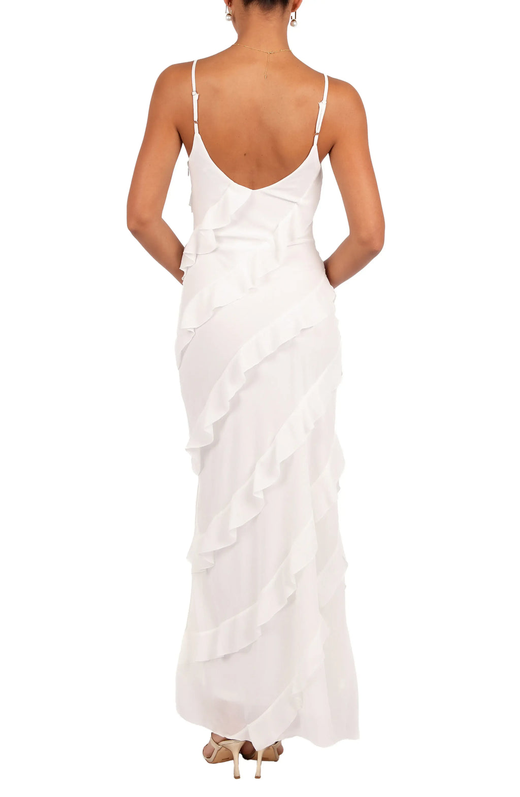 Graceful Stylish Refined Beautiful Timeless Elegant White Chiffon Sheath Sleeveless Prom Dress