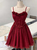 red rose strap birthday party homecoming dress