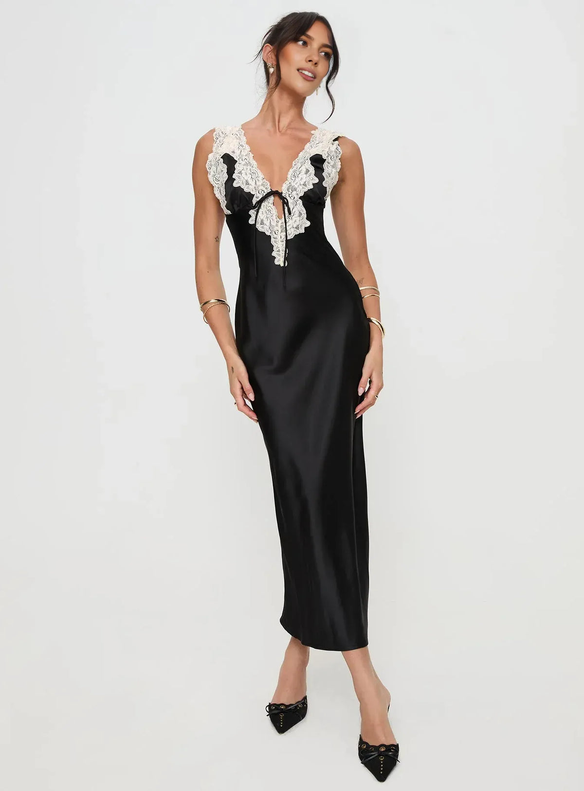 Timeless Special Occasion Sophisticated Graceful Elegant Black Satin Backless Midi Prom Dress