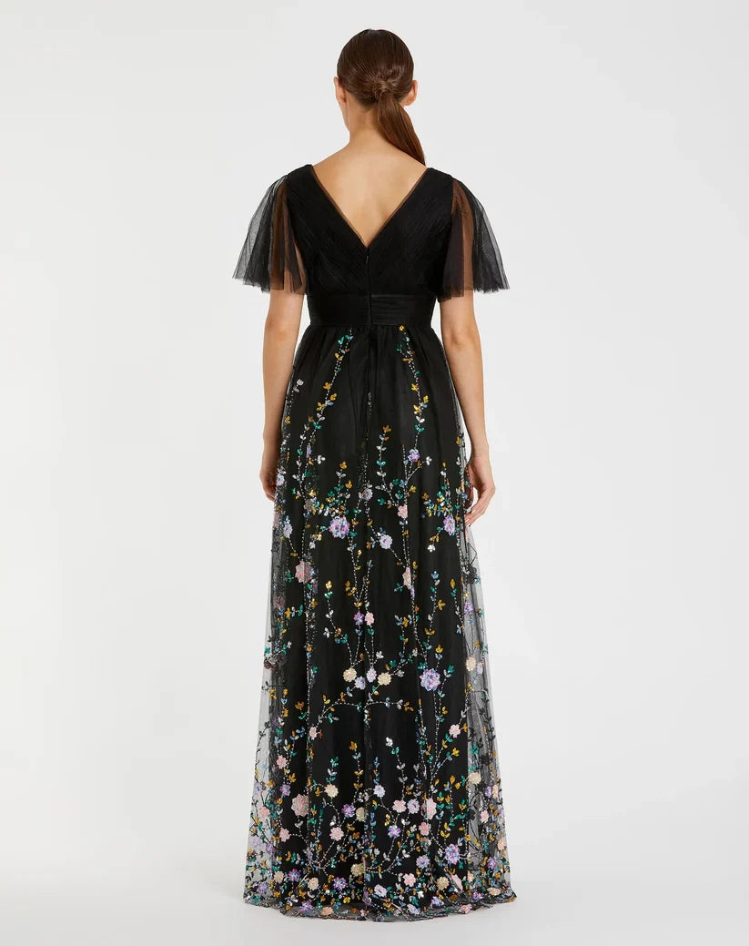 Sophisticated Graceful Stylish Refined Beautiful Elegant Black A-Line Embroidered Short Prom Dress