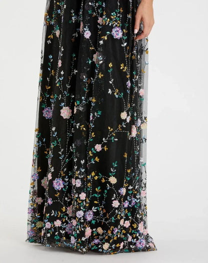 Sophisticated Graceful Stylish Refined Beautiful Elegant Black A-Line Embroidered Short Prom Dress